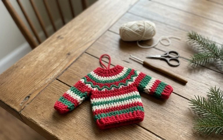 Easy Ugly Christmas Sweater Crochet Ornament Free Pattern