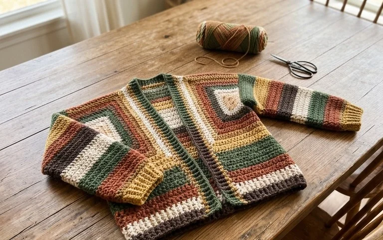 Riverbed Cardigan Junior: Free Beginner Crochet Pattern