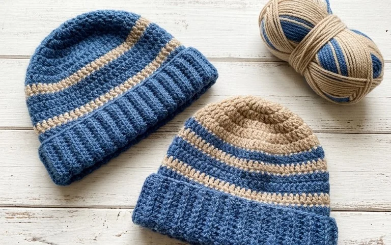 Easy Striped Beanie: Free Beginner Crochet Pattern